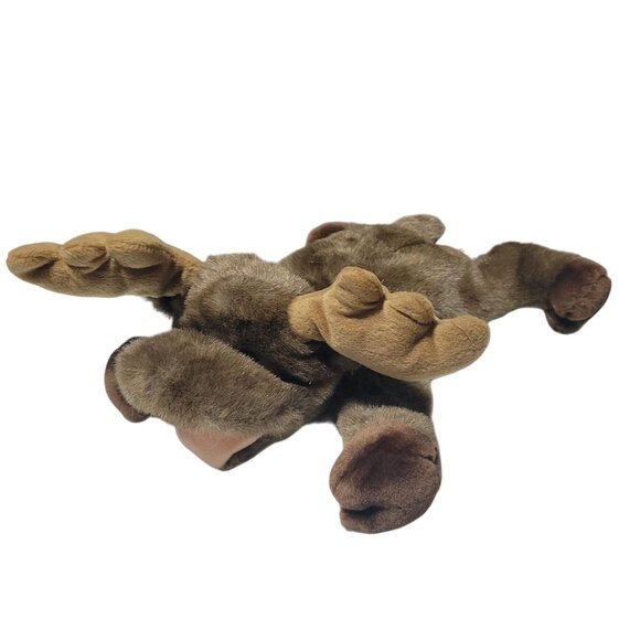 Aurora Flopsies Moose 12 inch Plush Brown Lying Down Stuffed Animal Toy - Picture 2 of 7